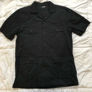 Murano Men's Pockets Short Sleeve Untucked Shirt M